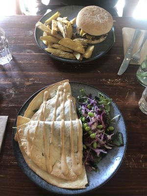 Greens Gourmet Burger and Spicy Greens Taco  at Greens & Co in Galway