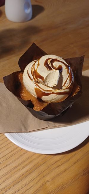 Choc and caramel muffin at Greens & Co in Galway