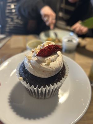 Gluten free strawberry chocolate cupcake 🧁   at Greens & Co in Galway