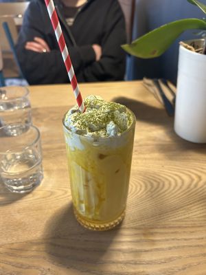 Iced Mango Matcha Latte   at Greens & Co in Galway