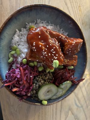 Sticky coffee tofu ribs  at Greens & Co in Galway