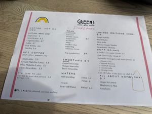 Main Menu  at Greens & Co in Galway