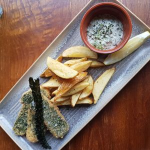 Tofu fish fingers with vegan tartar at Greens & Co in Galway