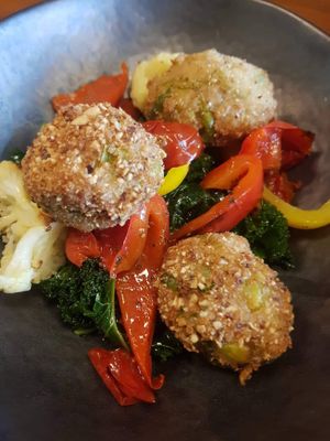 Quinoa Croquettes with cashew cheese at Greens & Co in Galway
