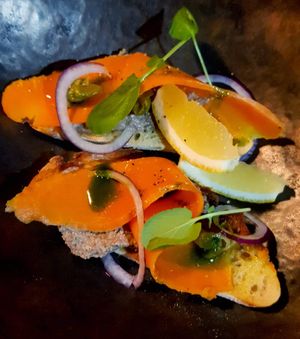 Smoked carrot crostini at Greens & Co in Galway