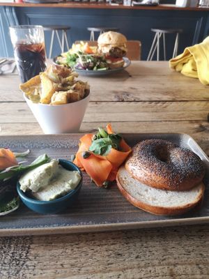 Carrot lox, kimchee cheese chips at Greens & Co in Galway
