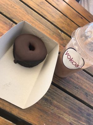 Vegan Cake with Chocolate Smoothie at V&A Food Market in Cape Town