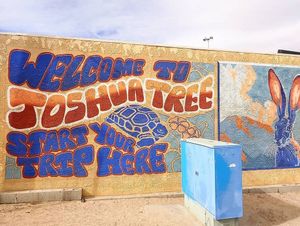 Cool mural outside their building at Natural Sisters Cafe in Joshua Tree