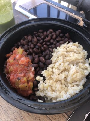Rice and beans  at Natural Sisters Cafe in Joshua Tree