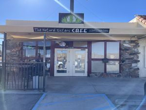 Outside #Veganuary at Natural Sisters Cafe in Joshua Tree