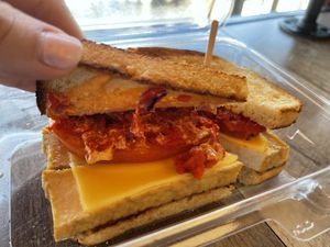 Bomb breakfast sandwich #Veganuary at Natural Sisters Cafe in Joshua Tree