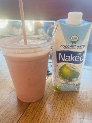 Rock Climber smoothie and I added strawberries - absolutely heavenly!!   at Natural Sisters Cafe in Joshua Tree