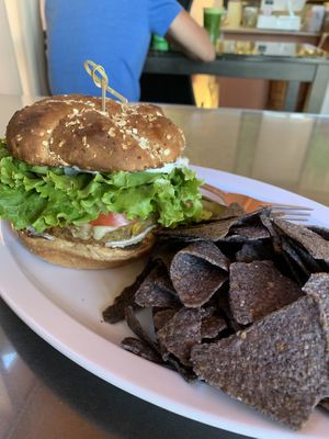 vegan burger at Natural Sisters Cafe in Joshua Tree