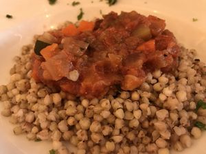 Goulash on buckwheat at DASO - Sarria in Barcelona