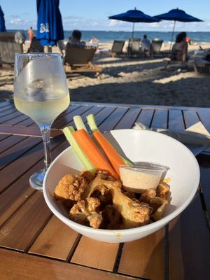 Fantastic buffalo cauliflower with vegan ranch    at Numero Uno Beach House in San Juan
