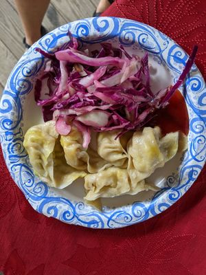 Veggie momos at Farmers Market in Ithaca