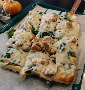 Lindsey pizza -- this is just half of a whole tray. Worth taking home! at eden in Wilkes-barre