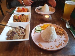 Rice platter at Mata Hari in Cologne