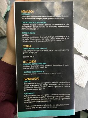 Menu 2 at Veganites in Cuautitlan Izcalli
