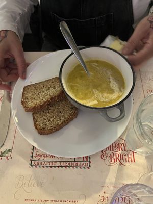 Soup and delicious home made bread   at The Cracked Teapot in New Ross