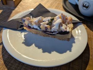 Vegan blueberry cake at Chocolate Company Café in Deventer