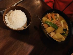 Yellow curry with tofu at Sun and Moon in San Francisco