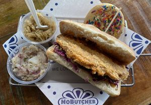 Wiener Schnitzel sandwich  at NoButcher in Las Vegas