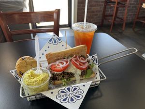 The Greek meal with egg salad.    at NoButcher in Las Vegas