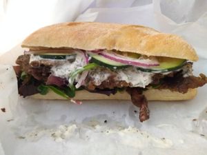 "The Greek" sandwich, my favorite permanent menu item!  at NoButcher in Las Vegas