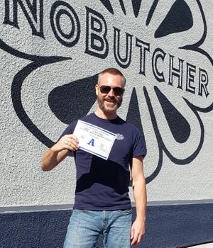 Got our letter grade from the Health Department at NoButcher in Las Vegas