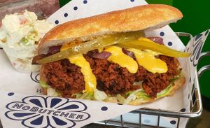 Crumbled NoCheeseburger Sandwich at NoButcher in Las Vegas