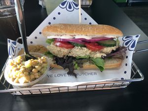 SOOO GOOOD. I did the “no tuna” sandwich and my husband did the Italian Cold Cut Sandieifh  at NoButcher in Las Vegas