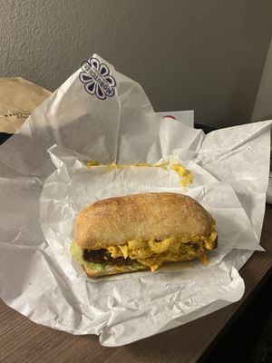 Mac no cheese burger sandwich at NoButcher in Las Vegas