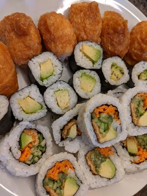 Avocado maki, vege roll, inari sushi at Oriento in Edinburgh
