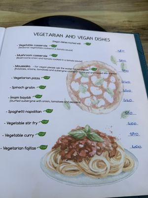 Ask for no cheese and say Vegan when ordering all dishes, as some come with it anyway! Avoid baloon bread as contains yogurt. Rate was 50₺ per £1 at the time. Food is great here at Tiki Roof Top in Oludeniz