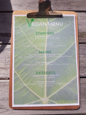 Vegan menu at Gourmet Bar in Hoofddorp