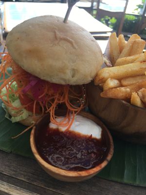 Wipeout burger  at Single Fin in Pecatu