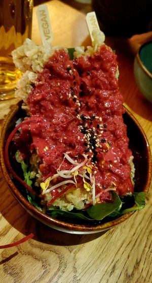 Tofu stick with rasbery at Vegan House - Alaunstraße in Dresden