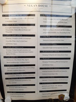 Menu of 20 different small bowls to mix & match at Vegan House - Alaunstraße in Dresden