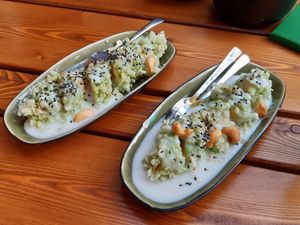 Baked banana with coconut sauce at Vegan House - Alaunstraße in Dresden