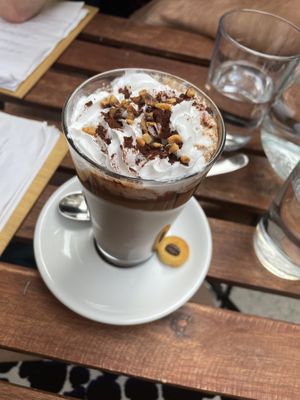 Nutella latte with whipped cream  at Élelem Etterem in Budapest