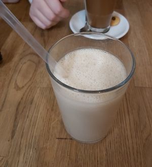Peanut butter protein shake at Élelem Etterem in Budapest