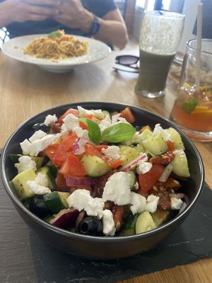 Greek Salad and Spaghetti Bolognese   at Élelem Etterem in Budapest