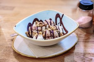 Raw dessert (Somlói galuska / triffle) at Élelem Etterem in Budapest