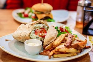 Gyro in pita ( made ftom jackfruit). at Élelem Etterem in Budapest