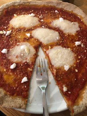 Four cheese pizza - 2,390 HUF / £6 at Élelem Etterem in Budapest