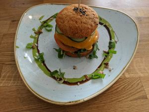 Mushroom burger at Élelem Etterem in Budapest
