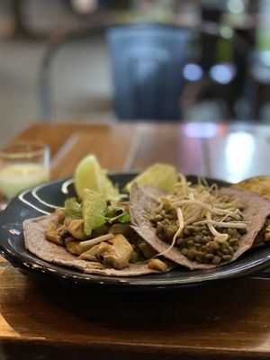 Tacos: setas al ajillo y lentejas at Aló in Mexico City