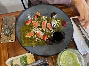 waffle de matcha  at Aló in Mexico City
