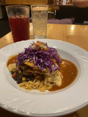 Beautiful, delicious food at Melange Eatery. This is the enchilada.  at Melange Eatery in Medford